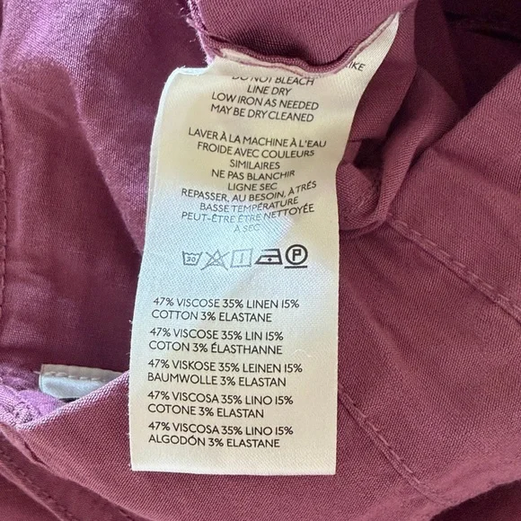 Anthropologie Maeve The Colette Wide Leg Crop Pants Mauve 27 - Picture 7 of 7